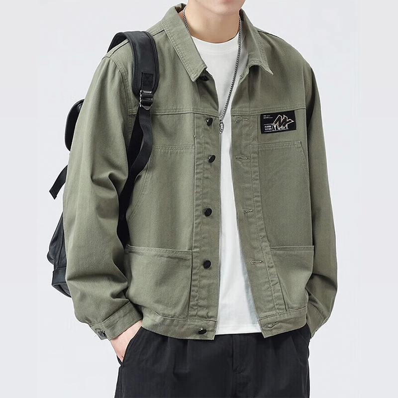 Mianzhi Senma Group Spring New Men's Pure Cotton Loose Work Wear Denim Top Casual Coat Men's Wear Jacket Men's 2201green XLcode（140-160Catty）
