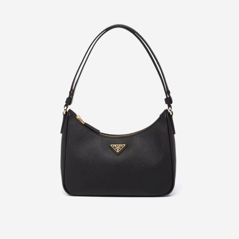 PRADA/Prada【Qixi gift】ladySaffiano Leather MiniHoboHandbag underarm bag black